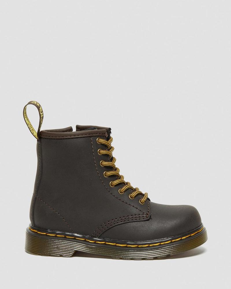 Dr Martens Toddler 1460 Wildhorse Læder Snørestøvler Børn Mørkebrune | DK 706OKI